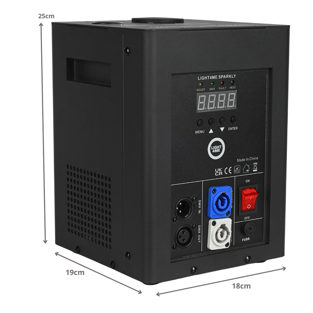 Light4Me SPARKLY Cold Spark Machine 600W DMX mit kabelloser Fernbedienung