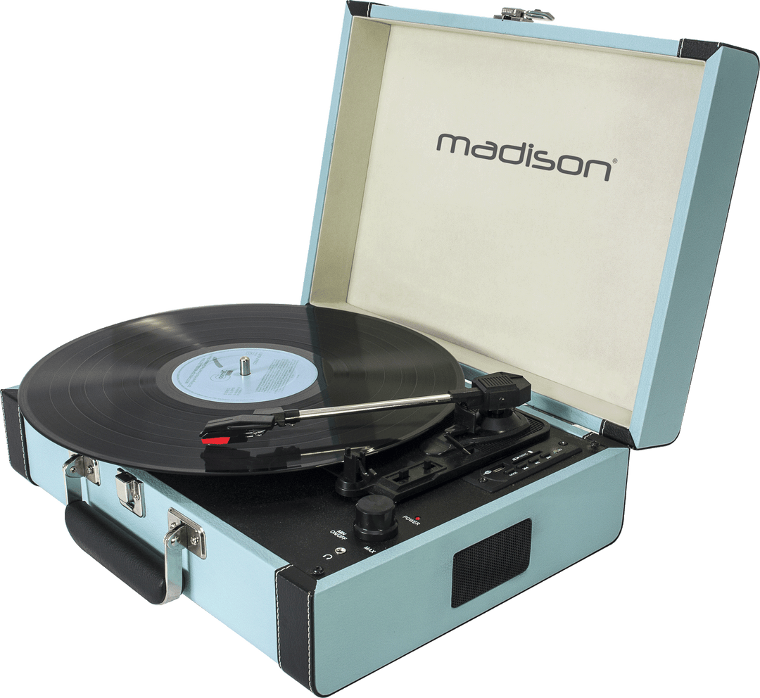 Madison Vintage Plattenspieler m. Bluetooth (Hellblau)
