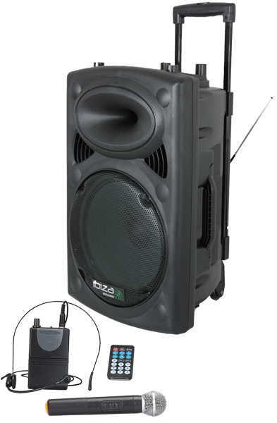 Ibiza Sound Portable 15" Speakersystem with UHF Microphones