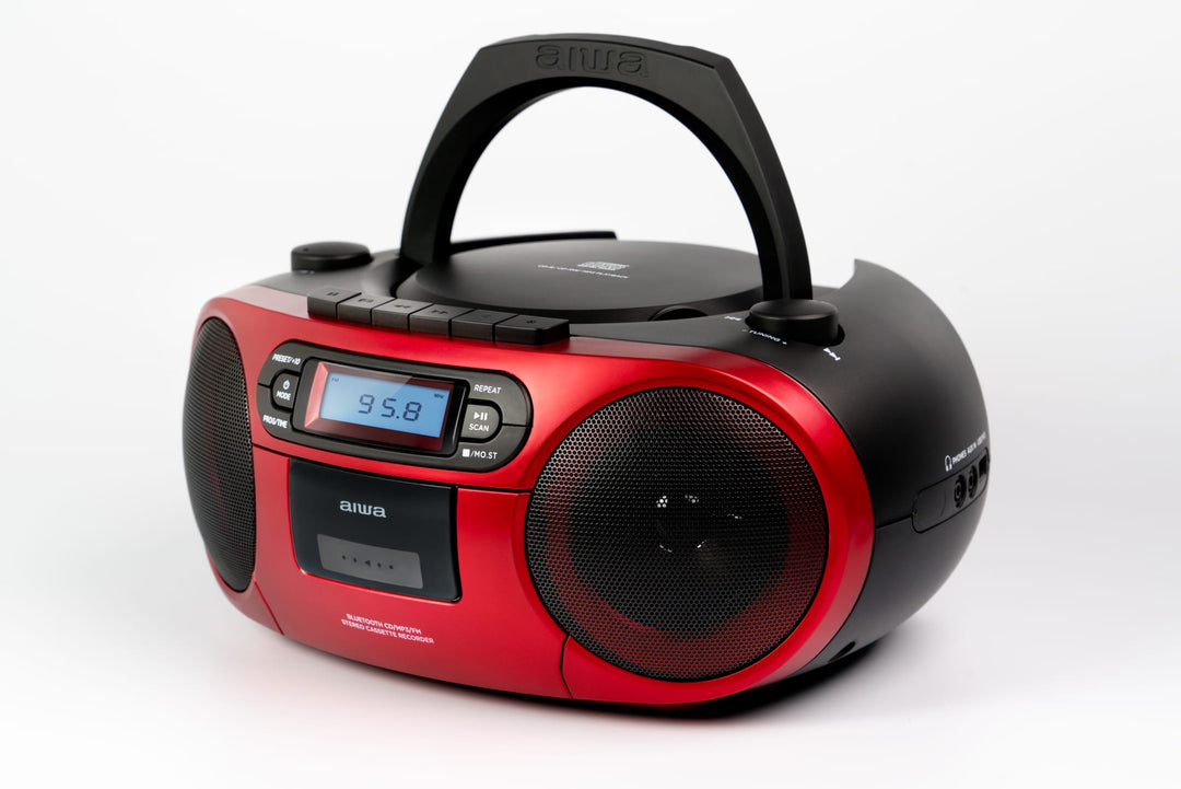 AIWA RC-250 Boombox – CD, Kassette, Bluetooth & FM, rød