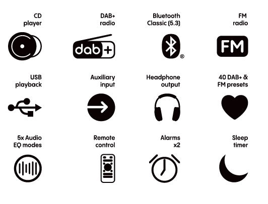 Pure Classic Stereo Mini Hi-Fi System – DAB+, CD, Bluetooth, 40W, Eiche