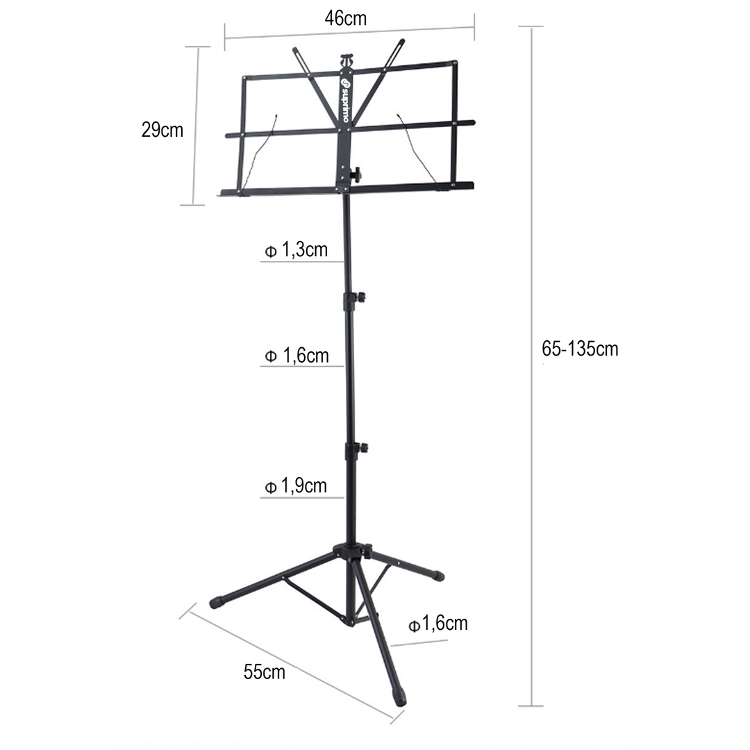 Notenständer mit Tasche – klappbar und höhenverstellbar 65–130 cm