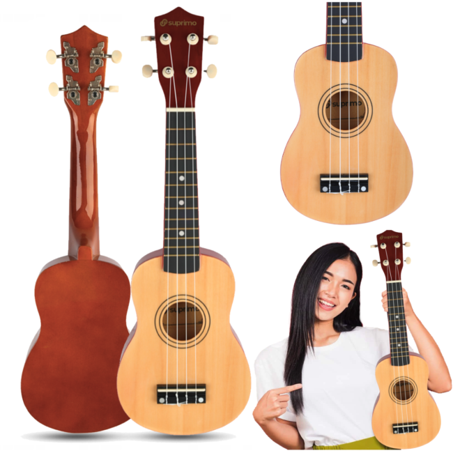 Sopran-Ukulele; natürliches Holz