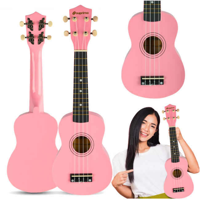 Sopran-Ukulele aus rosa Holz