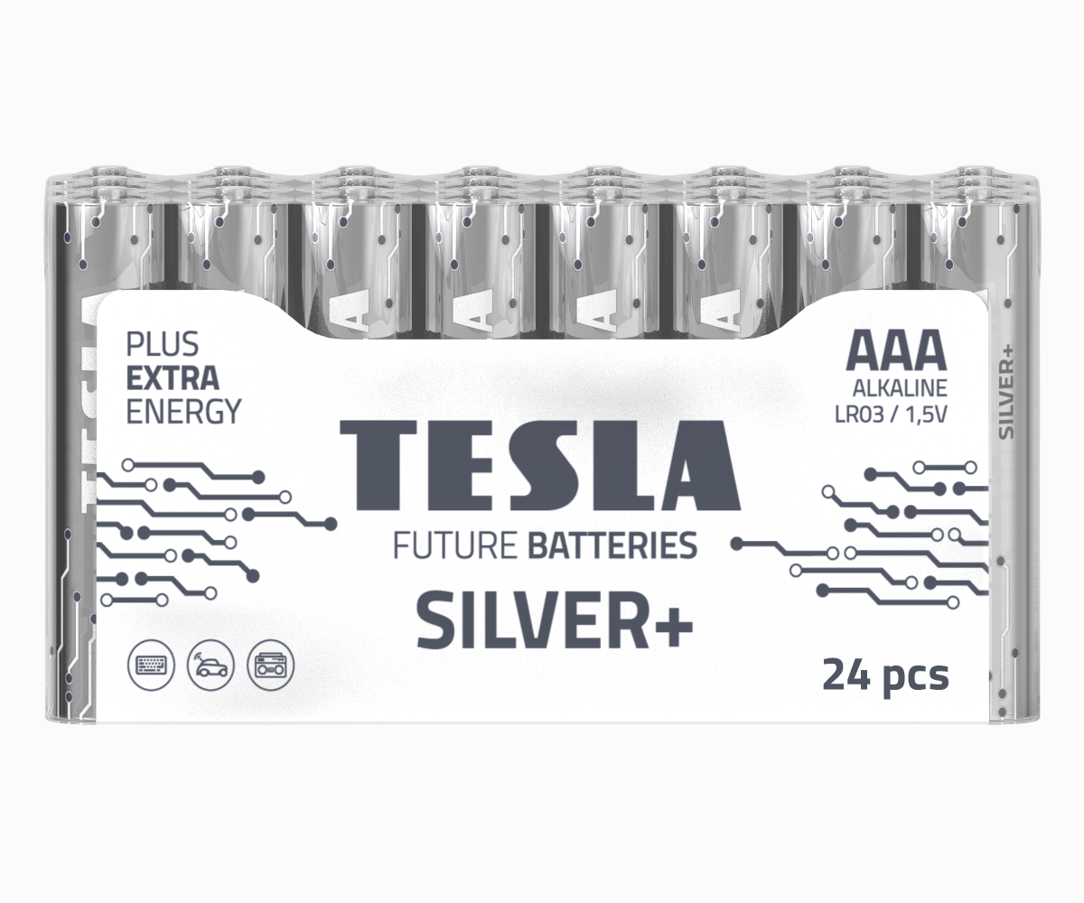 Tesla Silver+ AAA Alkaline-Batterien (24 Stück)