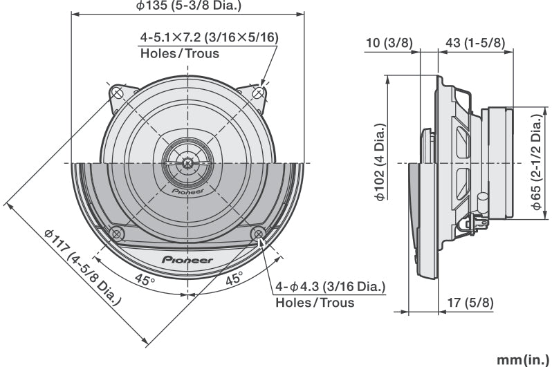 Pioneer TS-A1081F 2-Wege Autolautsprecher (10cm, 4")