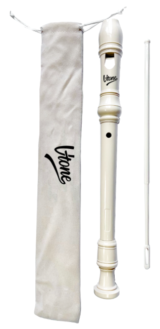 V-TONE FL P1 Weiß Sopranblockflöte mit Reinigungsstab und Etui