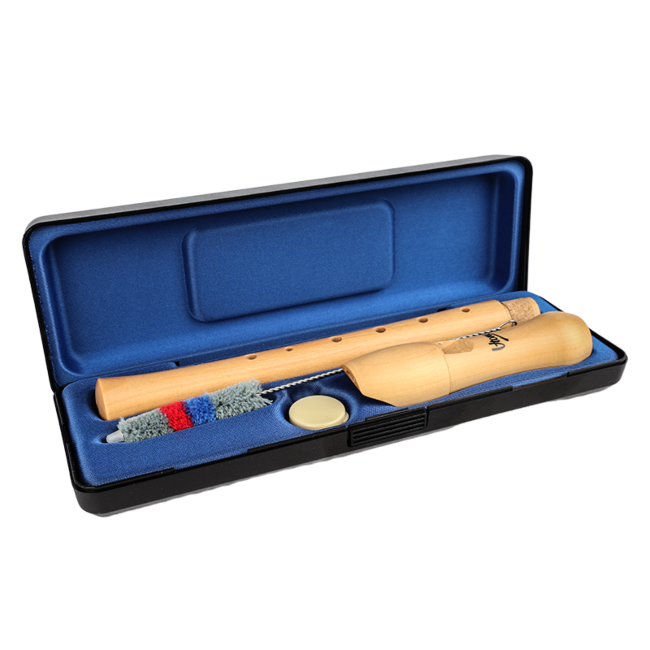 V-TONE FL W1 Sopran-Blockflöte aus Naturholz mit Reinigungsstab, Fett und Etui