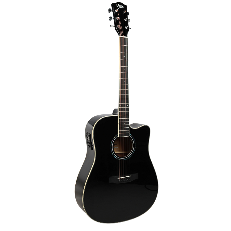 V-TONE VEAG1 CE BK elektroakustische Gitarre 4/4 Dreadnought Cutaway schwarz