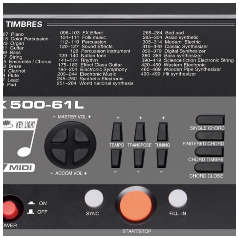 V-TONE VK-500 61L Keyboards – 61 Tangenter mit LED-Lernfunktion für Kinder und Anfänger