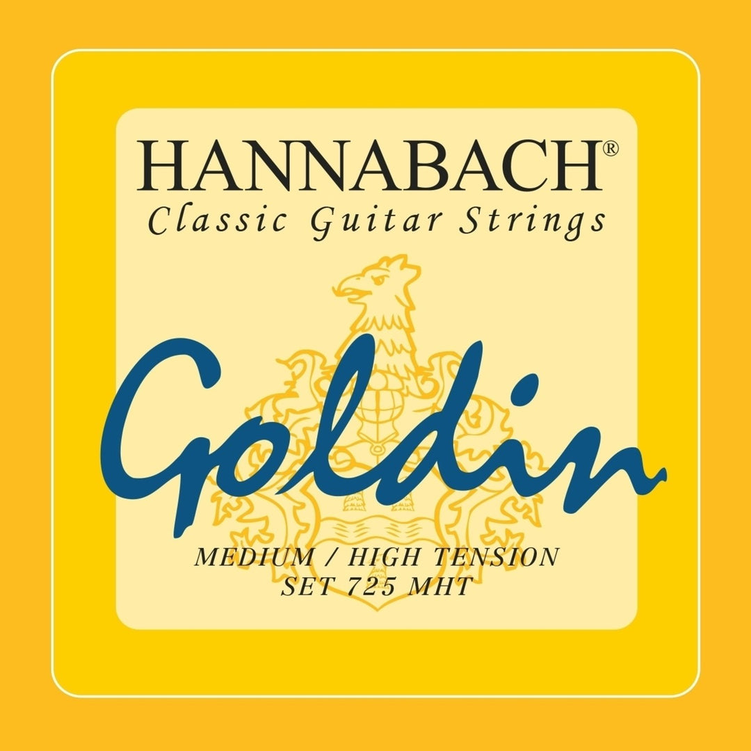 Hannabach Saiten für klassische Gitarren Series 725 Medium/High Tension Goldin - Set von 3 Bässen (7257MHT)