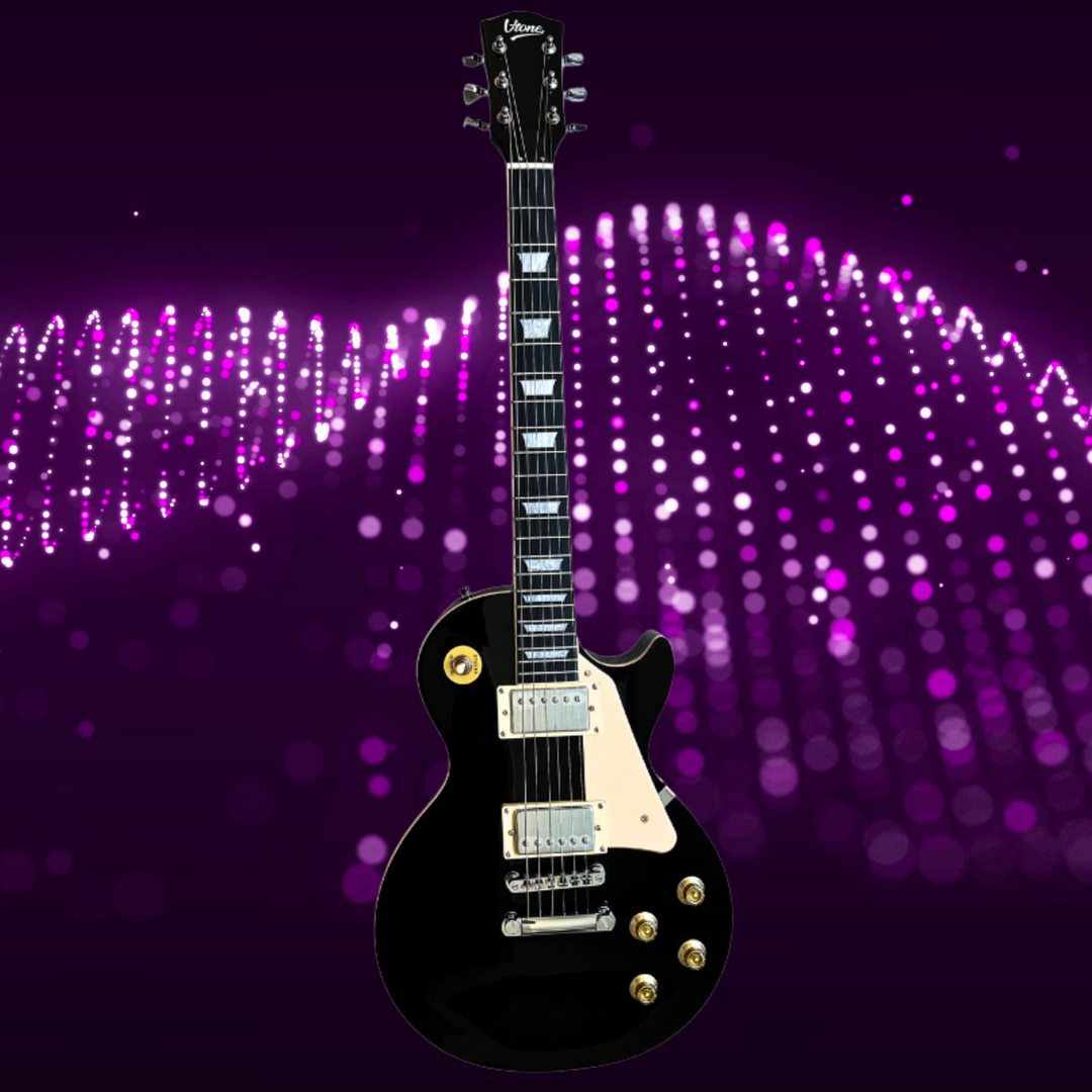 V-TONE VLP1 BK Elektrische Gitarren 4/4 Les Paul HH – Black Gloss