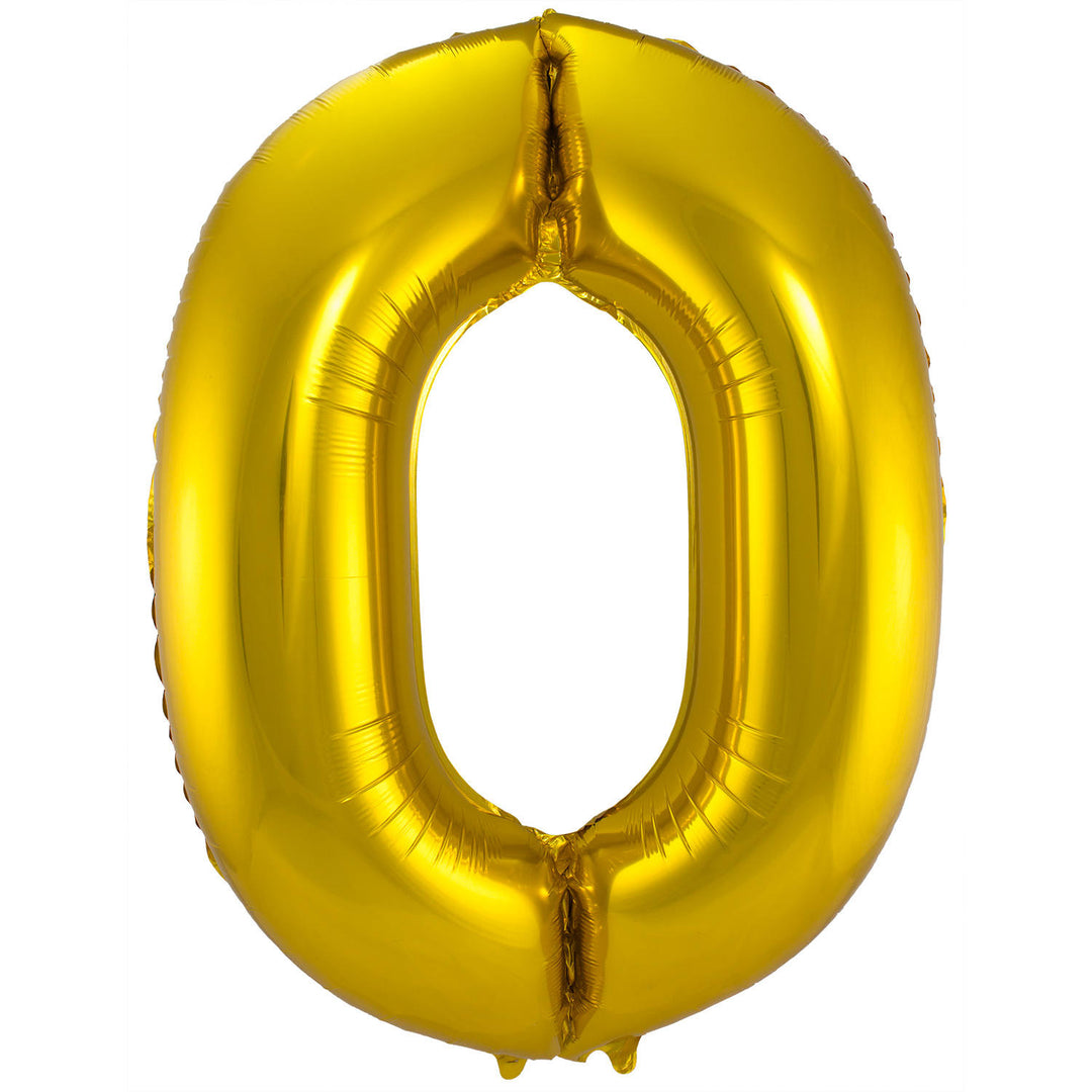 0 Geformter Zahlenfolienballon (Gold, 86 cm)