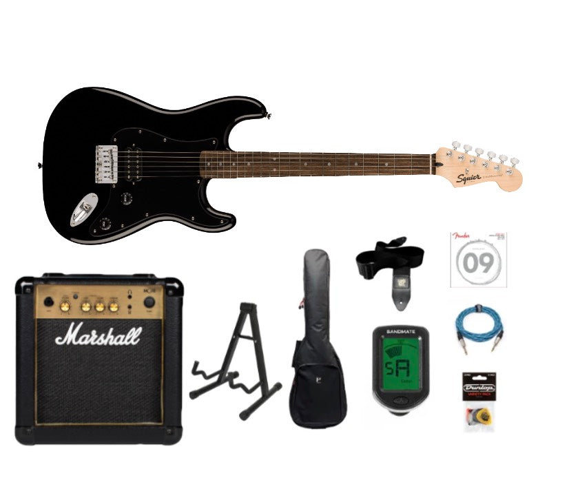 Fender Squier Sonic Stratocaster HT H E-Gitarre Starterpaket (Sort)