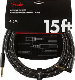 Fender Deluxe Gitarren Kabel Winkelstecker (Black Tweed, 4,5m)