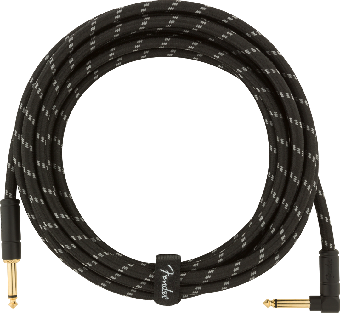 Fender Deluxe Gitarren Kabel Winkelstecker (Black Tweed, 4,5m)