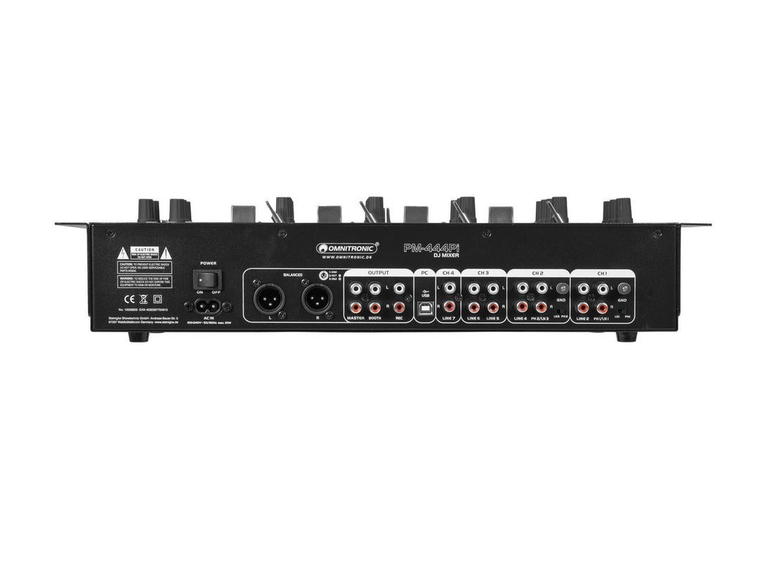 OMNITRONIC PM-444Pi 4-Kanal-DJ-Mixer mit Player & USB-Schnittstelle
