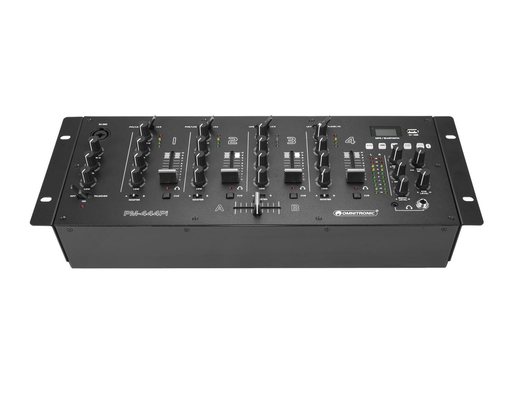 OMNITRONIC PM-444Pi 4-Kanal-DJ-Mixer mit Player & USB-Schnittstelle