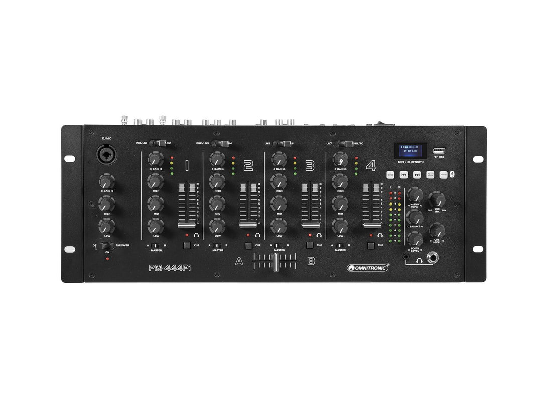 OMNITRONIC PM-444Pi 4-Kanal-DJ-Mixer mit Player & USB-Schnittstelle