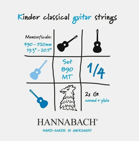 Hannabach 890 1/4 G3 umsponnene Saite für kindergitarre, medium Spannung