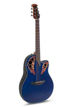 Ovation E-Akustik Gitarren Celebrity Elite Plus Mid Cutaway - Blue Transparent Quilt (CE44P-8TQ-G)