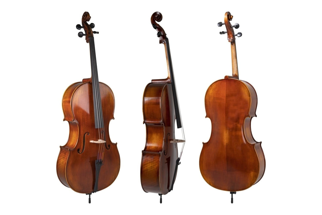 GEWA Cello Allegro Antique - 4/4 (Spielbereit mit Wittner Feinstimm-Saitenhalter inkl. bag, Carbonbogen, Larsen Aurora Saiten)