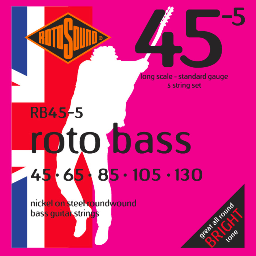Rotosound E-Bass Saiten Roto Bass - Set 5-saitig Nickel Standard 45-130 (RB45-5)