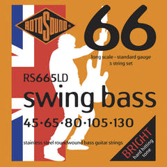 Rotosound E-Bass Saiten Swing Bass 66 - Set 5-saitig Edelstahl Standard 45-130 (RS665LD)