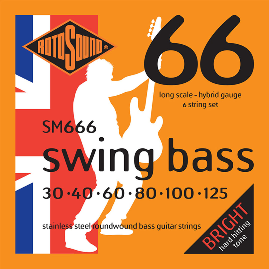 Rotosound E-Bass Saiten Swing Bass 66 - Set 6-saitig Edelstahl Hybrid 30-125 (SM666)