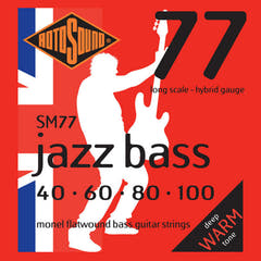 Rotosound Jazz Bass Strings Jazz Bass 77 - Satz 4-saitig Flatwound Hybrid 40-100 (SM77)