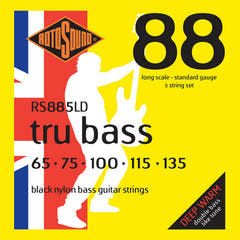 Rotosound E-Bass Saiten Tru Bass 88 - Satz 5-saitig Long 65-135; Long scale: Mensurlänge (34"/860mm) - zu medium (32"/810mm) (RS885LD)
