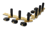 GEWA klassische Gitarrenmechanik, goldfarben mit Lyra, schwarze Acrylknöpfe