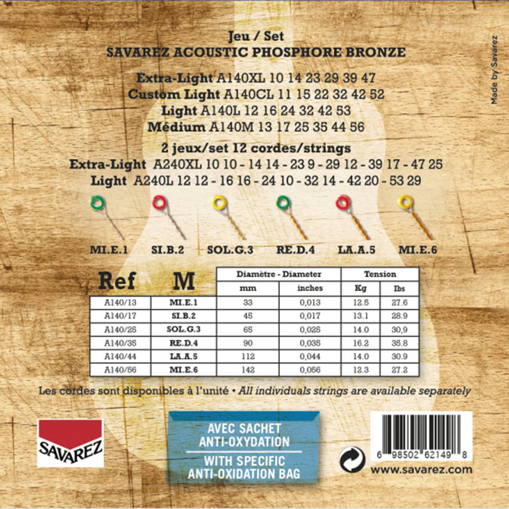 Savarez A140M Acoustic Phosphor Bronze, medium .013 bis .056