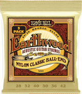 Ernie Ball 3069 Folk Nylon Clear & Gold Ball End Saiten 3-P