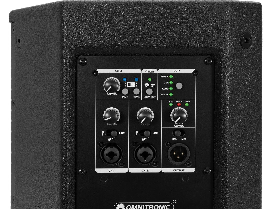 OMNITRONIC PAS-208A MK4 2-Wege-Topteil, aktiv, DSP, BT