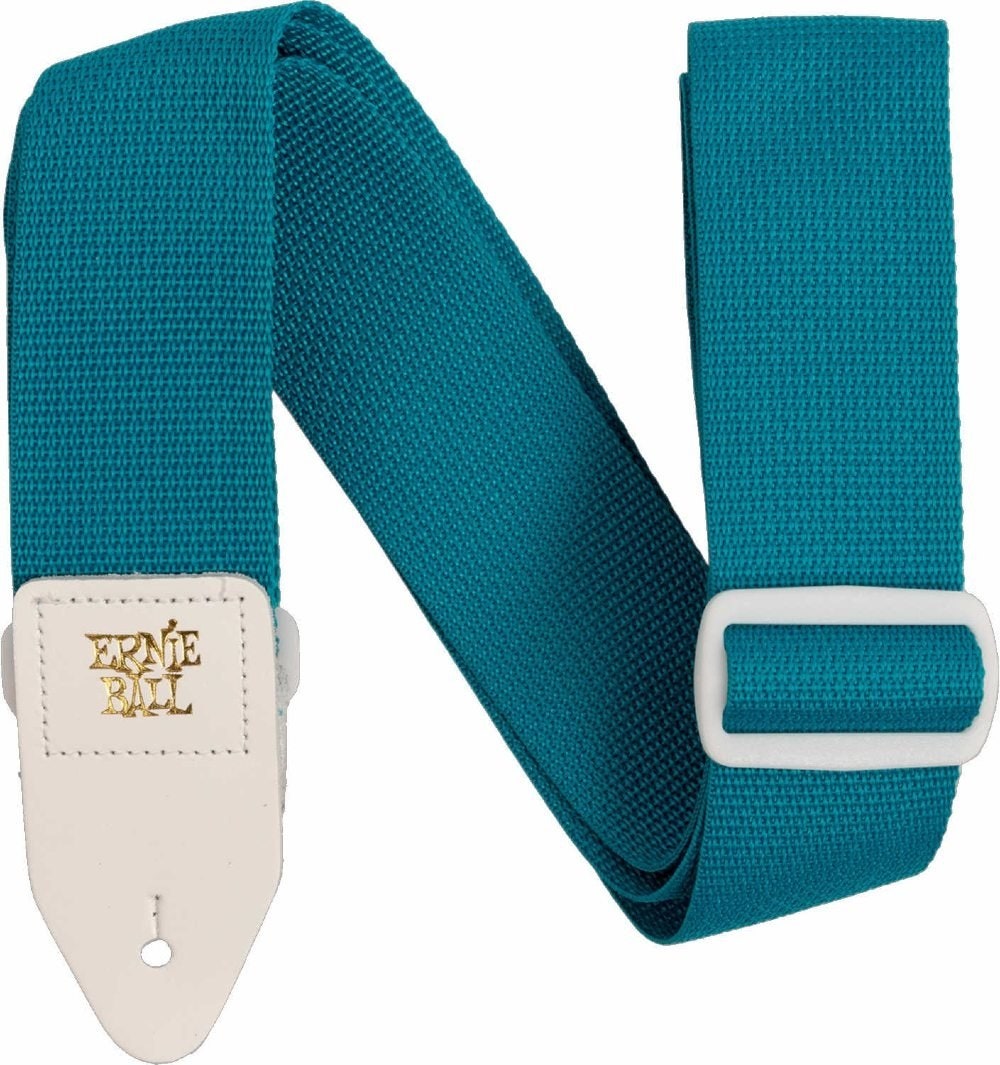 Ernie Ball 5349 PolyPro Gitarrengurt Teal mit White Leder