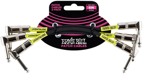 Ernie Ball EB-6050 Patchkabel Black 15 cm, 3er-Pack