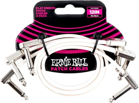Ernie Ball EB-6386, Flaches Patchkabel White 30cm, 3er-Pack