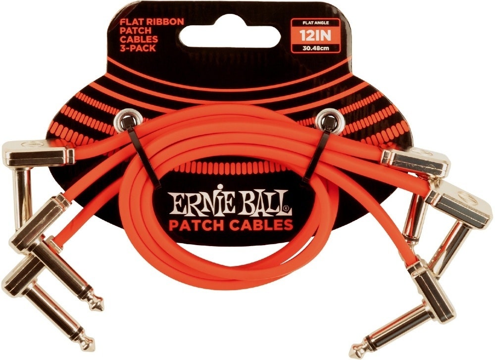 Ernie Ball-6403 Flach-Patchkabel 30cm, Rot. 3er-Pack