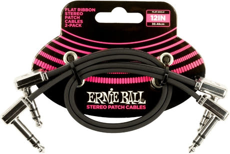 Ernie Ball-6405 Stereo (TRS) Flach-Patchkabel, 30 cm. 2er-Pack