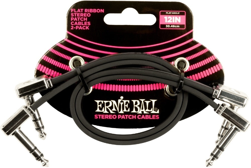 Ernie Ball-6405 Stereo (TRS) Flach-Patchkabel, 30 cm. 2er-Pack
