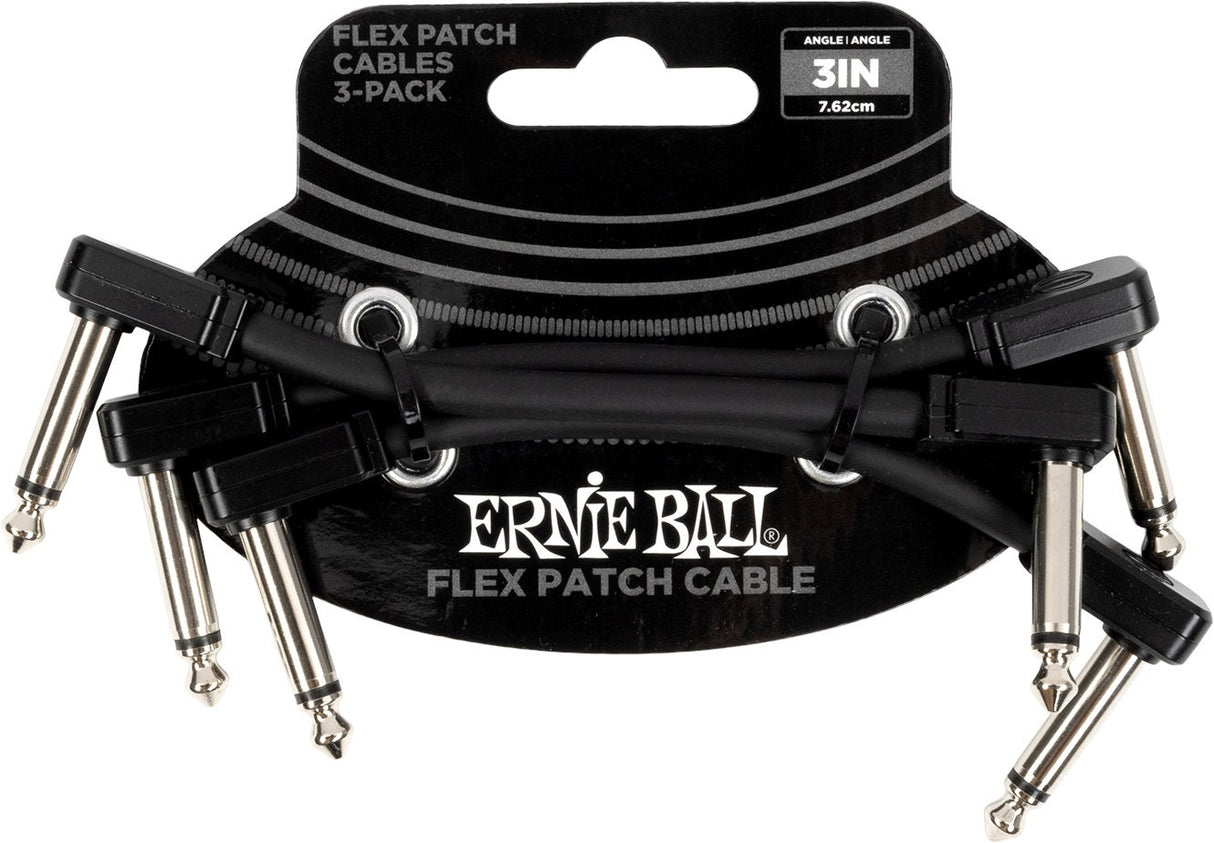 Ernie Ball 6443 Flex Patchkabel Black 7,5cm 3er-Pack