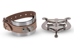 GEWA Flötenlyra, groß, Lederarmband mit Aluminiumplatte