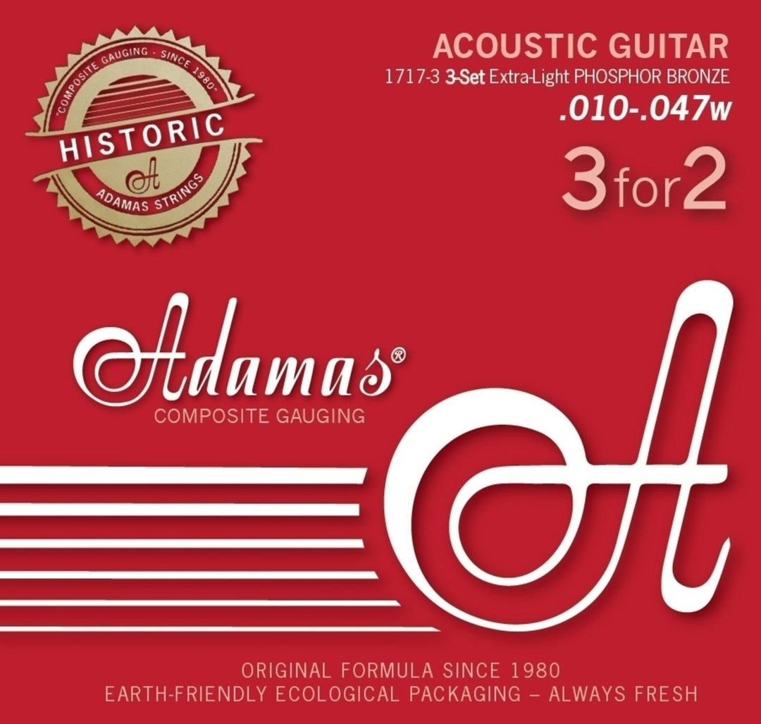 Adamas Saiten für Akustikgitarren Adamas Phosphor Bronze Historic Reissue - 3er Set Ex-Light .010 (1717-3)