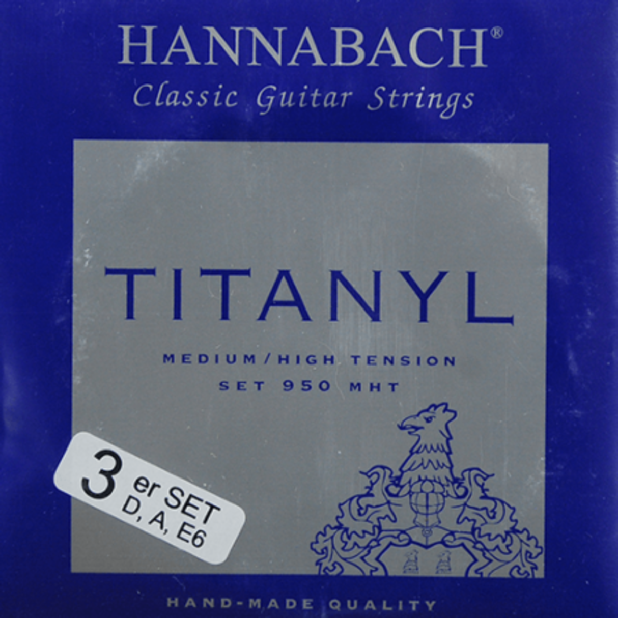 Hannabach Saiten für klassische Gitarre Serie 950 Medium/High Tension Titanyl - Set aus 3 Bässen (9507MHT)