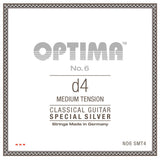 Optima No. 6 D4-Saite für klassische gitarren, versilbert, medium tension