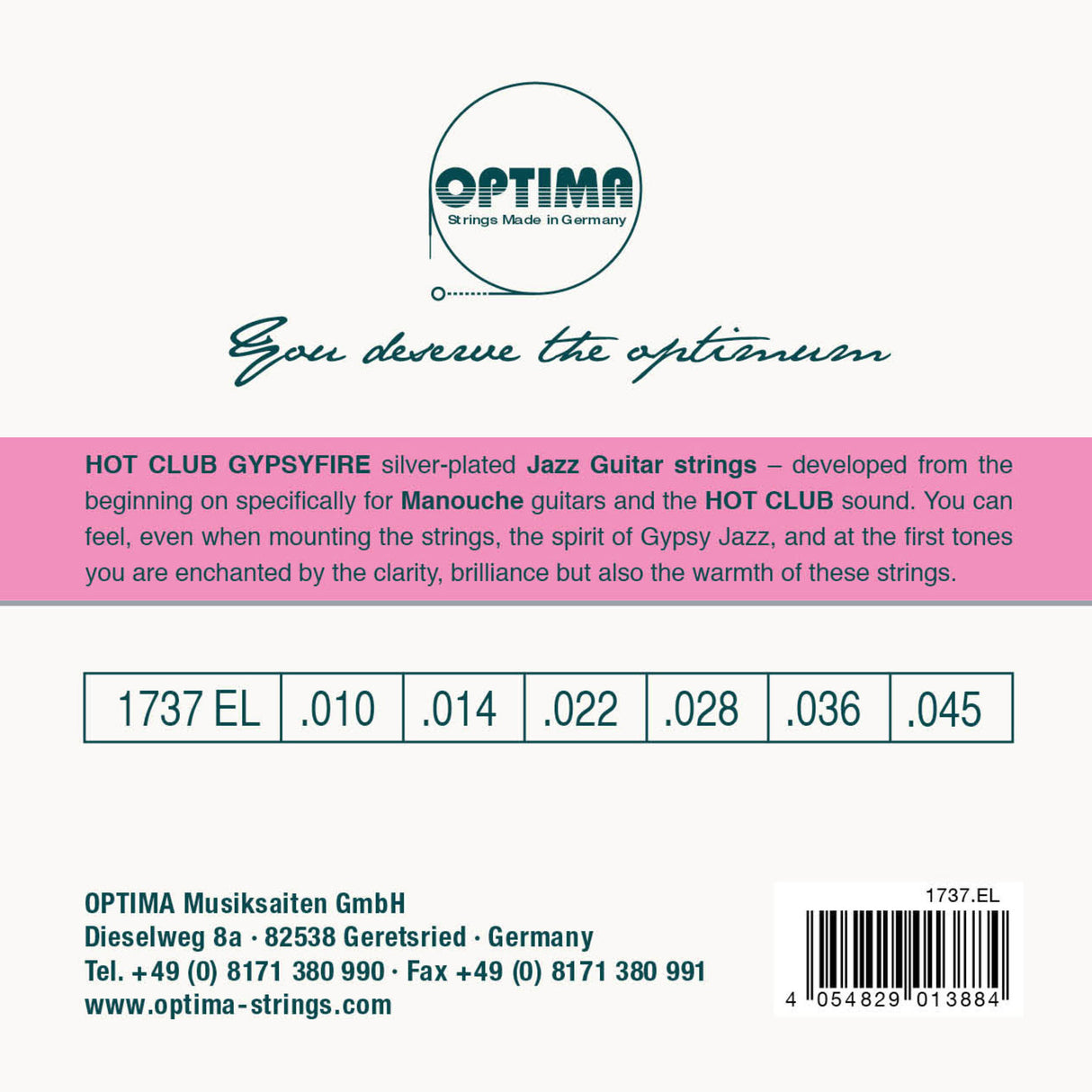 Optima Saiten für Akustikgitarren Hot Club Gypsyfire versilbert - Set (1737EL)