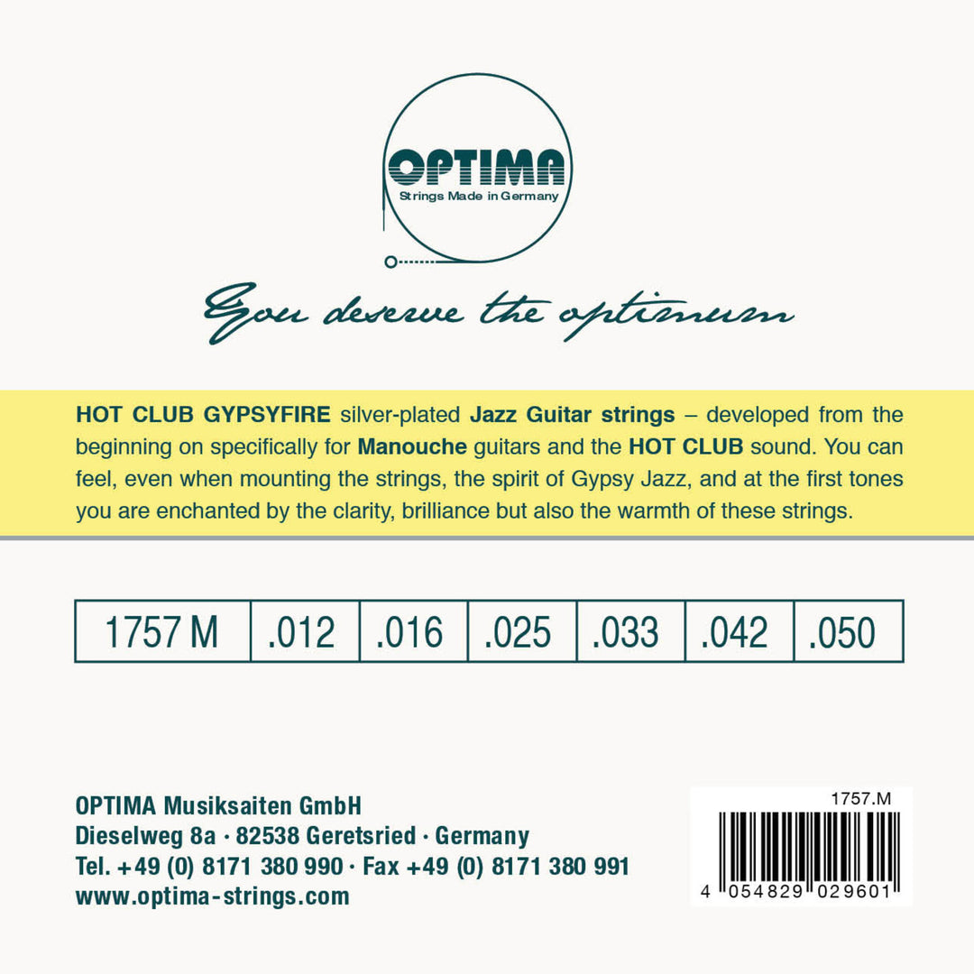 Optima Saiten für Akustikgitarren Hot Club Gypsyfire versilbert - Set mit Schlaufenende (1757M)