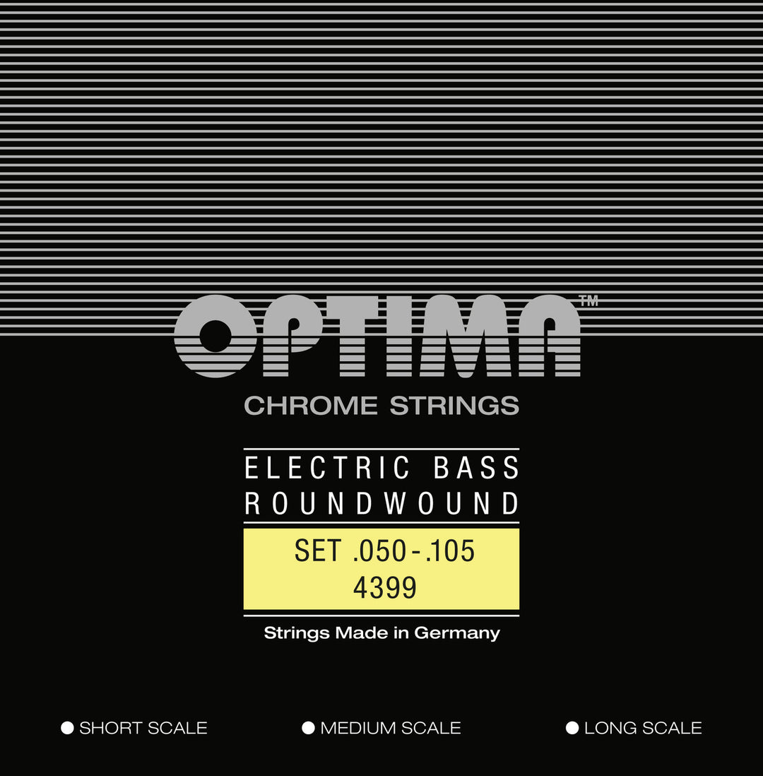 Optima E-Bass Saiten Chrome Strings Round Wound Long Scale - Set 4-saitig medium (4399M)