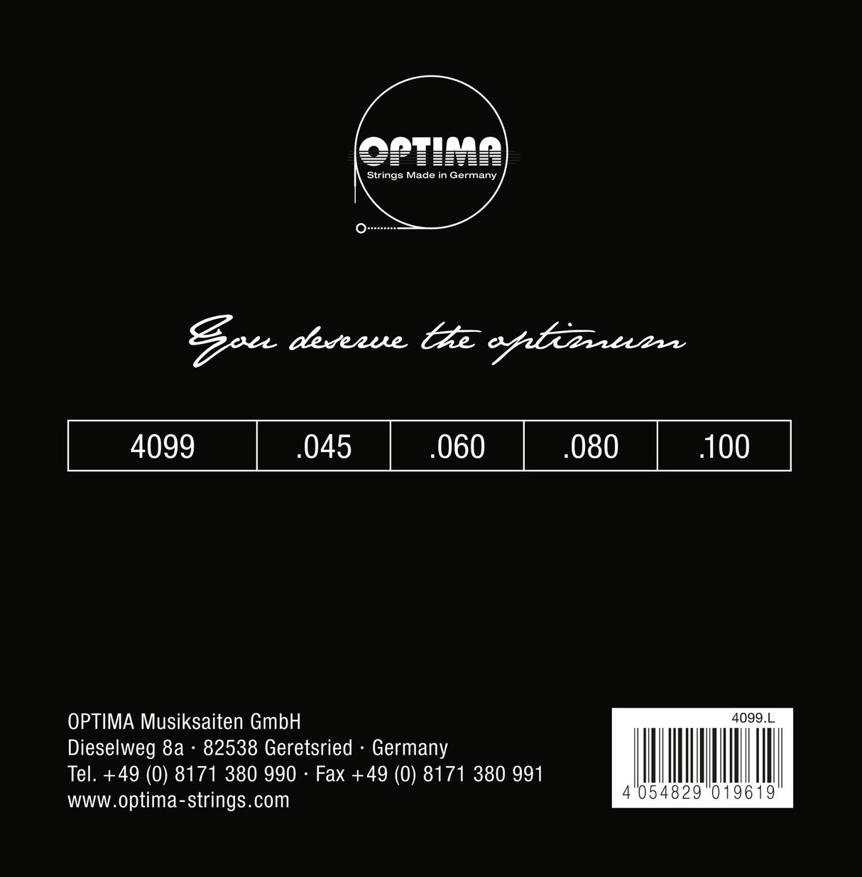 Optima E-Bass Saiten Chrome Strings Flat Wound medium scale - Set (4099M)